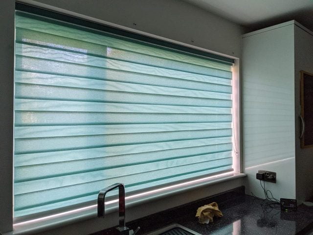 Closed Duorol blinds in Kitchen window